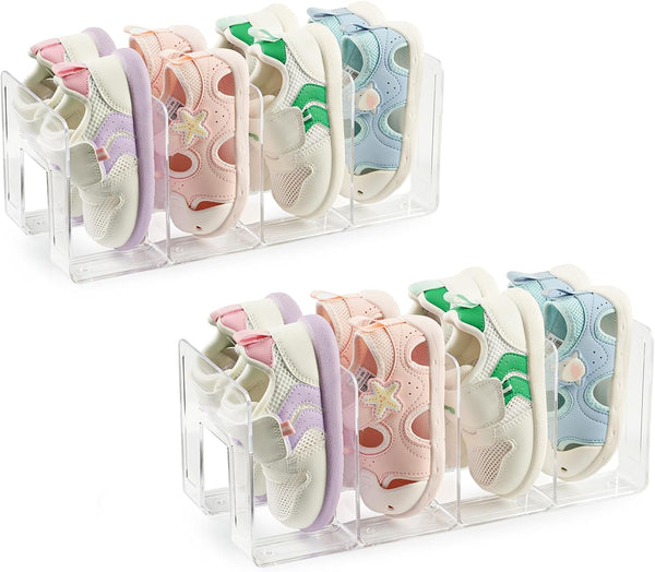 Clear Acrylic Kids Shoe Rack for Closet Organizers and Storaget, Baby Shoe