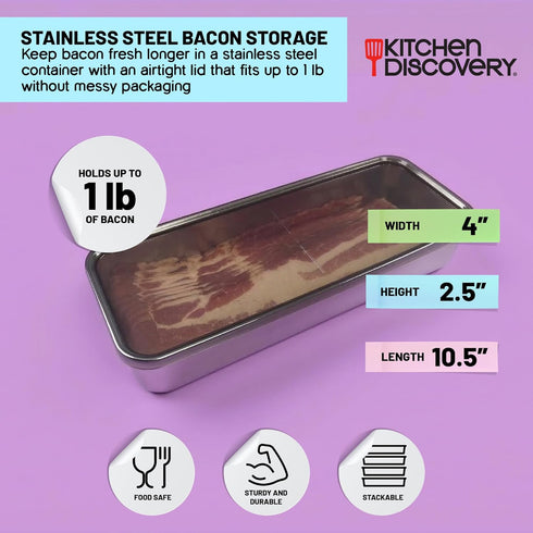Packaging Kitchen Discovery Stay Fresh Bacon Keeper for Refrigerator Preserves Freshness and Prevents Spoilage No Mess