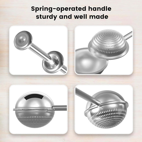 releeder 304 Flour Sifter, Flour Duster for Baking, Stainless Steel One-Handed Spring-Operated Sifter Tool for Flour
