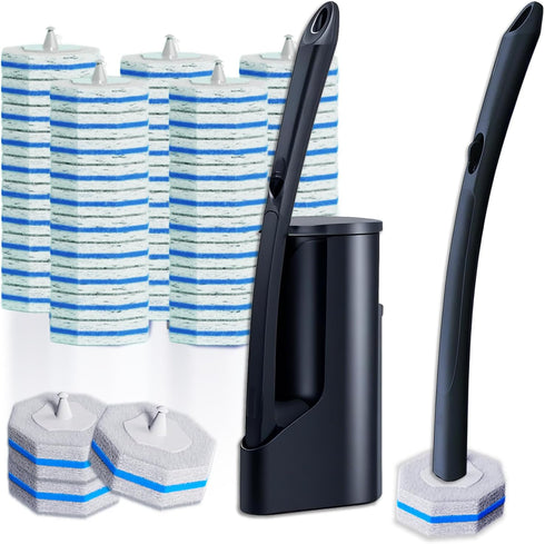 Disposable Toilet Brush with 50 Wand Cleaner Refills PadsWall Mounted Toilet Bowl