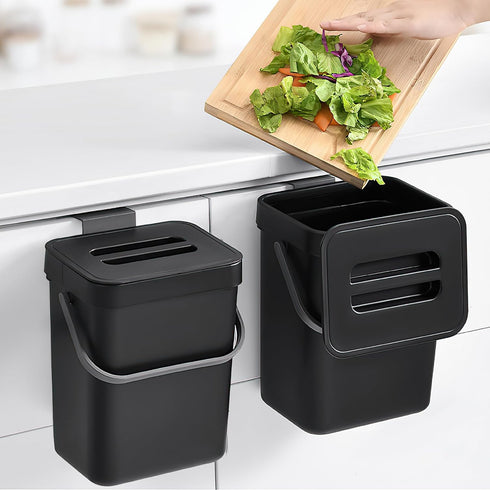 Countertop Compost Bin - 1.3 Gallons Small Trash Can with Lid for Kitchen Bathroom, Indoor Compost Bucket with Lid