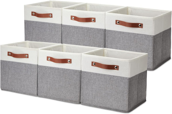 DULLEMELO Cube Storage Basket for Shelves, Collapsible Fabric Storage Cubes for Office, Bedroom, Toys, with Handles