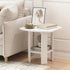 2-Tier Furinno Simple Design Side Table, Square Modern End Table, Open Shelves Night Stand, Bedside Table, Rounded