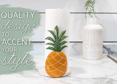 12 inch Elanze Designs Tropical Pineapple Resin and Wood Paper Towel Holder