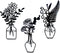 Zzbakress 3 Pcs Black Metal Flowers and Vases Wall Decoration - Minimalist Art Wall Sculpture for Living Room