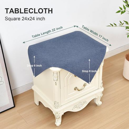 24 24 Inch Wolkemer Farmhouse Faux Linen Square Tablecloth x - Water Resistant Table Cloth Washable Wipeable Table