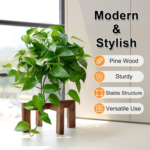 5-9 Inch Vigordream Plant Stand, Indoor/Outdoor Wood Plant Holder, Single Flower Pot Stand, Sturdy Planter Stands