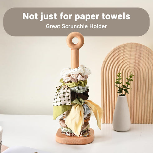 Cambiar Countertop Paper Towel Holder, Cute Donut Wood Kitchen Roll Stand Organizer Free Standing, Scrunchie Holder