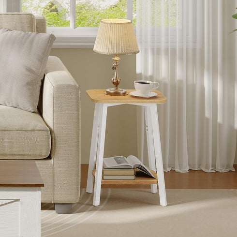 2-Tier ETBN4701 MAHANCRIS Side Table, Small Rectangular End Table with Storage Shelf, Bedside Table Sofa Couch Table