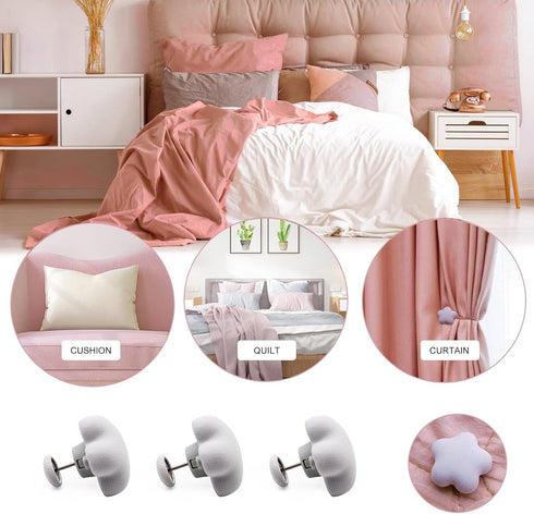 MQUPIN Duvet Pins 16 Set, Duvet Clips for Comforter Inside, Soft Fabric Double Sided Duvet Cover Clips (White-Flower)