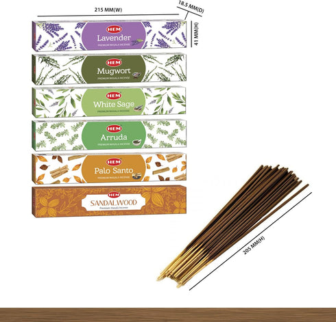 HEM Masala Assorted Natural Masala Cleansing Incense Sticks, 12 Packets (15g Each) | Natural Fragrance for Aromatic