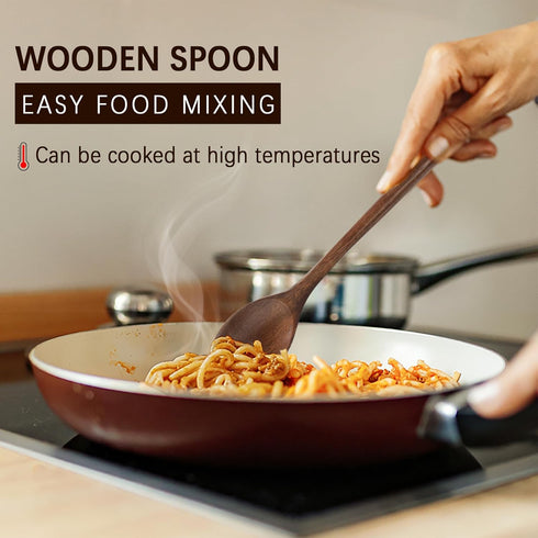 7PCS Wooden Spoons for Cooking, 9.3 Inch Large Ladles for Pasta, Mixing, Stirring, Baking, Cooking Utensils Set