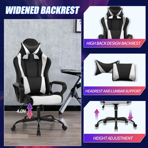 Gaming Chair Office Chair High-Back Ergonomic Video Game Chairs for Kids Teen Adult Height Adjustable Reclining