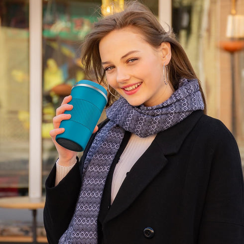 CS COSDDI Stainless Steel Travel Mug - 12oz Vacuum Insulated Coffee Mug, Spill Proof with Leakproof Lid, Aquamarine