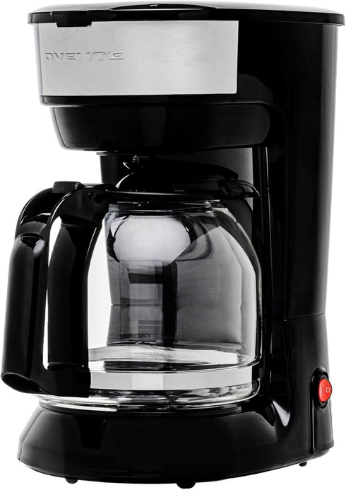 OVENTE 12-Cup Drip Coffee Maker with Borosilicate Glass Carafe, One-Touch Operation, Anti-Drip System, Black CM412B