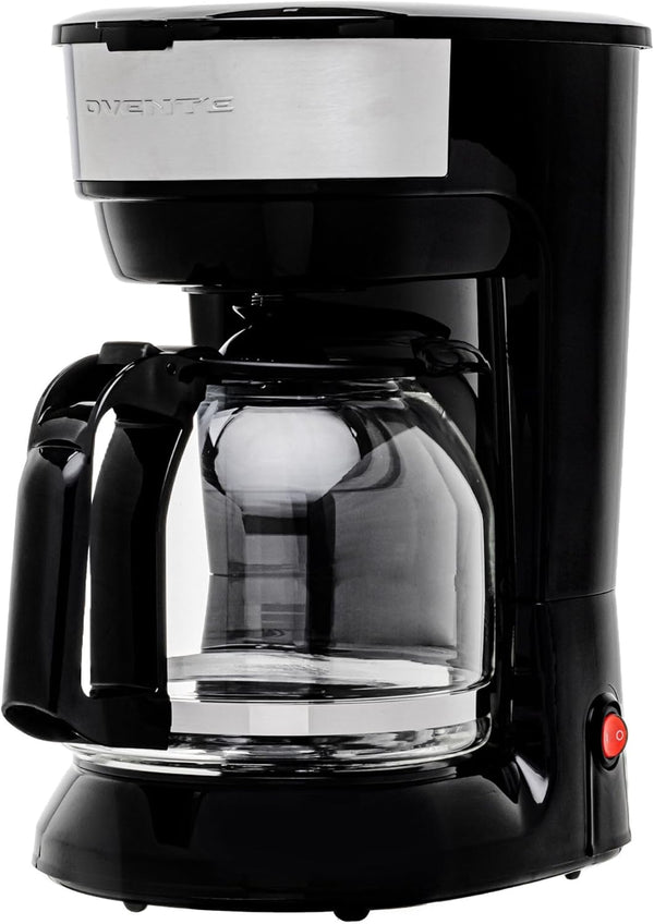 OVENTE 12-Cup Drip Coffee Maker with Borosilicate Glass Carafe, One-Touch Operation, Anti-Drip System, Black CM412B