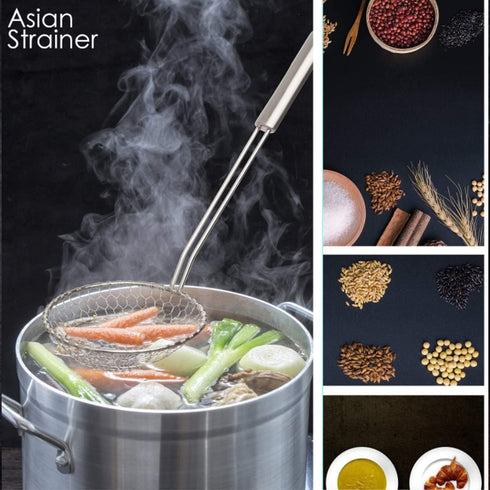 Best Utensils Asian Kitchen Stainless Steel Spider Strainer, Professional Wire Skimmer with 5-Inch Strainer Basket
