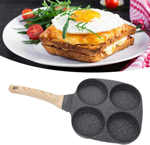 Bewinner 4 Cup Fried Egg Pan, Non Stick Aluminum Egg Cooker for Gas and Induction Cookers, 7.5x7.3x1.0 inch