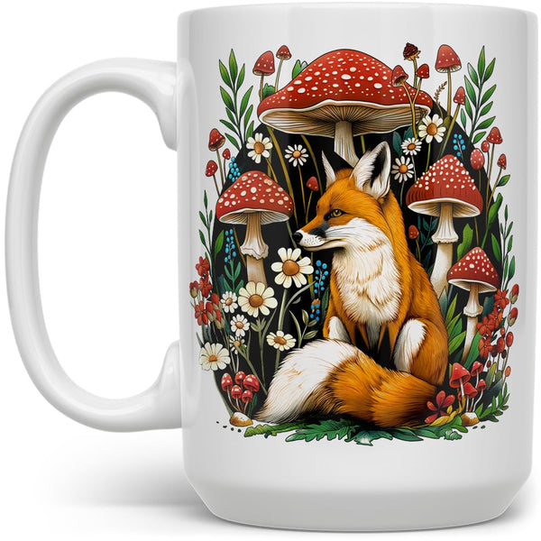 Woodland Forest Fox Cottagecore Coffee Mug, Cozy Whimsical Nature Cup (15oz)
