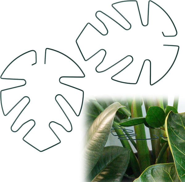 BOXOB 2pcs Monstera Leaf Plant Support, Metal Climbing Plant Stem Supports Monstera Shaped