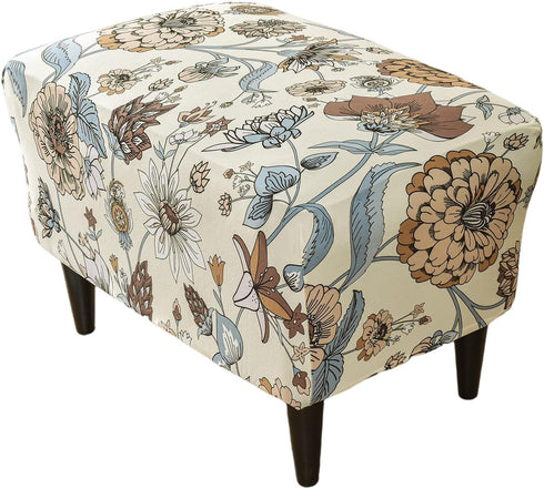 KRFOONN Ottoman Slipcovers Stretch Rectangle Footrest Stool Covers Printed Ottoman Cover for
