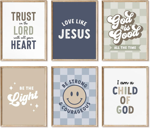 Lhoiplme Bible Verses Wall Art Decor Christian Boy Nursery Canvas Wall Decor Boy