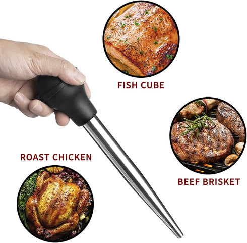 JY COOKMENT Stainless Steel Turkey Baster – Baster Syringe Set with Marinade Needles and Cleaning Brush