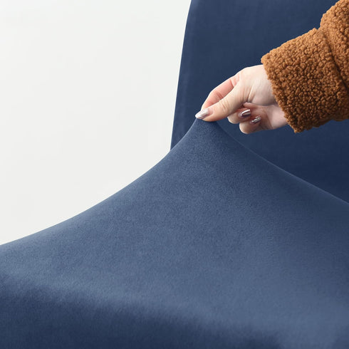 Velvet Stretch Armless Office Chair Covers, Colorful Slipcover for Desk Chairs (Navy)