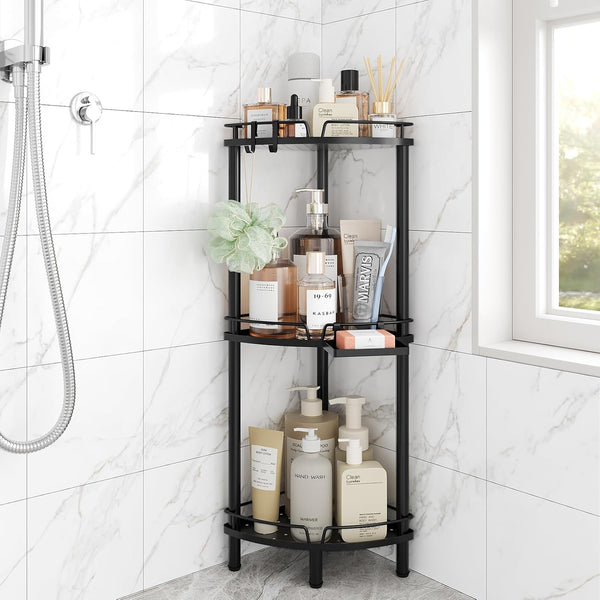 ELYKEN Corner Shower Caddy Standing, 3 Tier Rustproof Metal Shower Organizer with