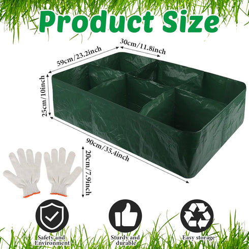 6 Pack 35 6 4 Gerrii Gallon Fabric Raised Garden Beds Rectangle Garden Planting Bed with Divided Grids Drainage Holes