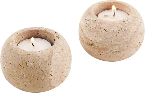 Marble Tealight Candle Holders 4 Inch Travertine Votive Candles Holder for Gifts,