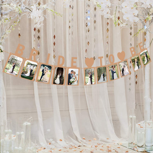 Bride to Be Photo Banner, Kraft Wedding Sign Engagement Bridal Shower Party Decoration Supplies
