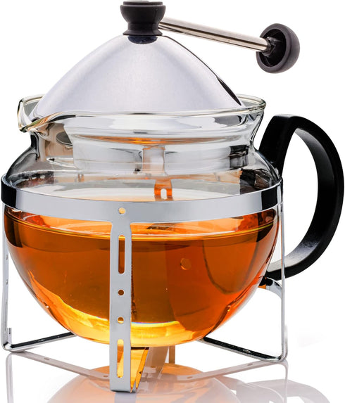 OVENTE Glass Teapot with Removable Stainless-Steel Infuser, 17oz Borosilicate Glass Tea Maker for Everyday Use