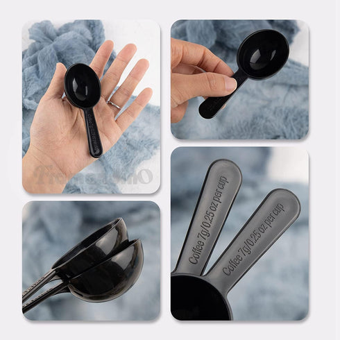 Framendino 10 Pack Plastic Coffee Measuring Spoons, Short Handle Scoops for Tea, Sugar, Cereal, Black