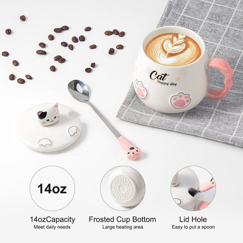 Bgbg Coffee Mug Warmer & Cute Cat Mug Set, Beverage Cup Warmer for Desk with Three Temperature Settings