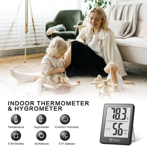5s DOQAUS Digital Hygrometer Indoor Thermometer Room Thermometer with Fast Refresh Temperature Humidity Monitor for Bed