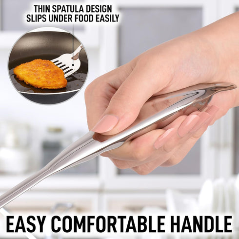 Zulay Kitchen Stainless Steel Metal Spatula - Lightweight, Durable Turner with Comfortable Grip (14.8")