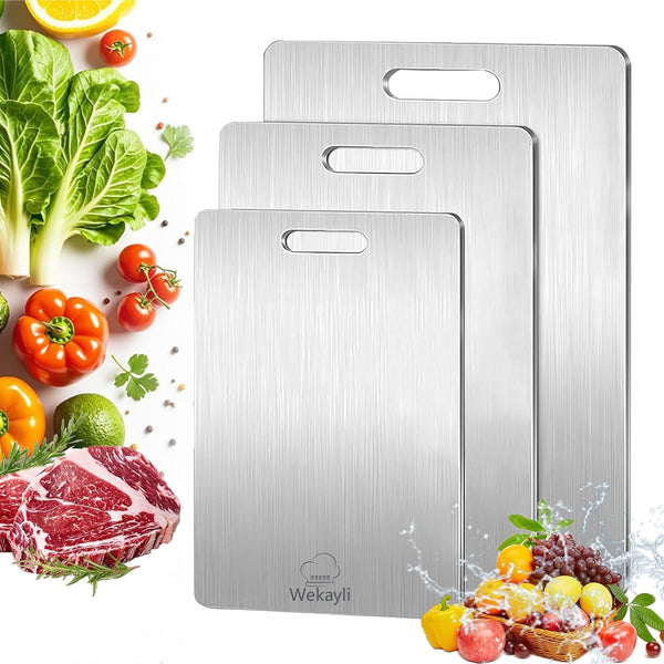 Stainless Steel Cutting Board, 3 PCS Cutting Boards for Kitchen, 304 Stainless