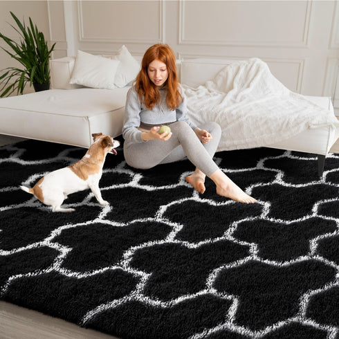 5x8 EVOIONOS Washable Large Area Rug Living Room, Fluffy Shag Rug Bedroom Ultra Soft Plush Non Slip Carpet Indoor Floor