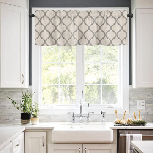 Hostline Valances Curtains for Living Room Farmhouse Burlap Texture Vintage Moroccan Semi Sheer