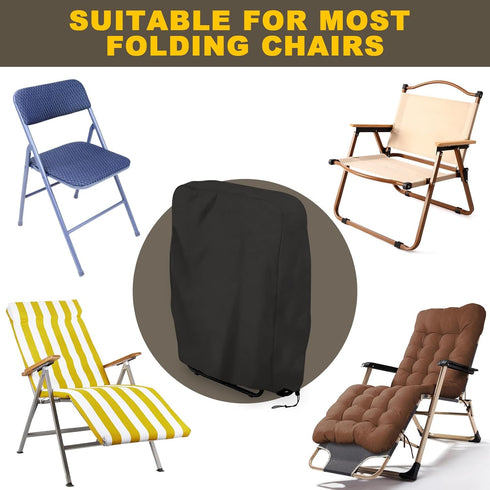 Fun Gift 420D Resistant(32.3'' 36.7'x 8.3')-Black Outdoor Folding Chair Covers, Oxford Cloth Zero Gravity Chair Covers