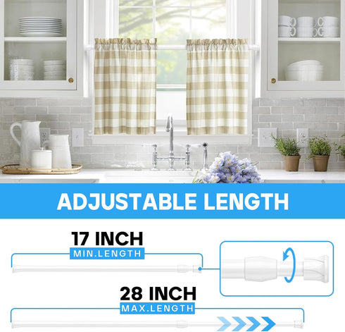 2 Pcs Spring Tension Rod, Adjustable 17-28 Inches, No Drilling Small Tension Rod for Windows and Lockers