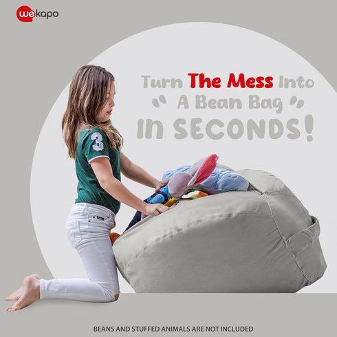 Wekapo Stuffed Animal Storage Bean Bag Chair Cover - Stuffable Zipper Beanbag for Organizing Children Plush Toys
