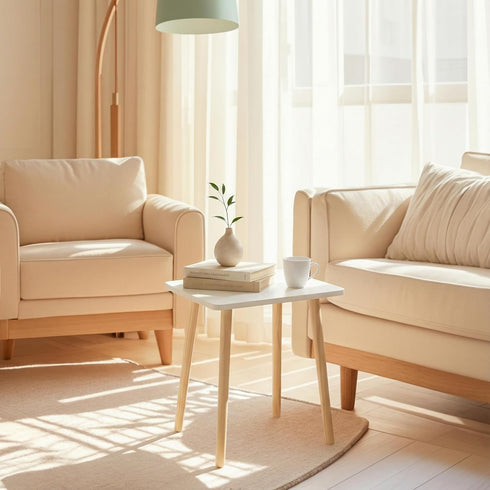 FORAOFUR Small Side Table, Modern Wood Mini Coffee Table, Easy Assembly Compact End Table for Living Room Bedroom Sofa