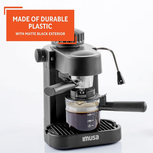 IMUSA USA GAU-18202 4 Cup Espresso/Cappuccino Maker, 120 Volts, Black