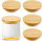 Sawysine Yogurt Jar Lids Set, Reusable Bamboo Wooden Round Canning Lids with Silicone Sealing Rings - 4 Pack