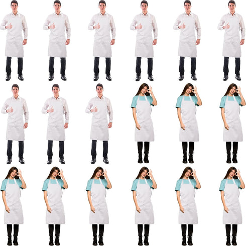 Syhood 18 Pack Bib Apron Bulk Unisex Plain Adjustable Apron with Pocket for