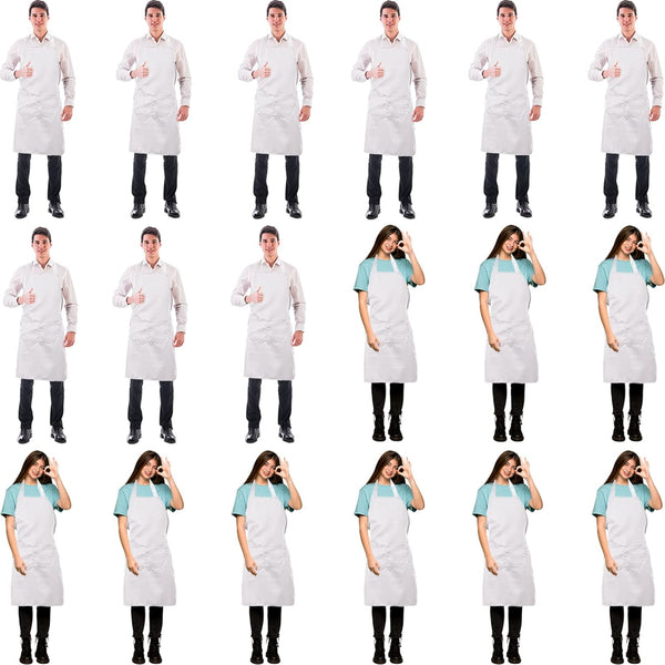 Syhood 18 Pack Bib Apron Bulk Unisex Plain Adjustable Apron with Pocket for