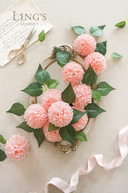 Ling's Moment Blush Dahlia Foam Artificial Flowers - Real Touch Faux Flower for Home Decor, 25pcs