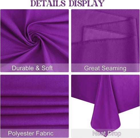 4 Pack 90x132Inch Rectangle Tablecloth Purple Rectangle Tables Washable Polyester Table Cover for Wedding Dining Table